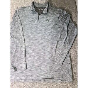 Under Armour Men Heather Gray 1/4 Zip Heatgear Fitted Threadborne Gym Shirt 2XL